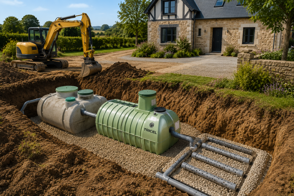 Mise en conformité de l'assainissement, travaux publics réalisés dans le Pays d'Auge